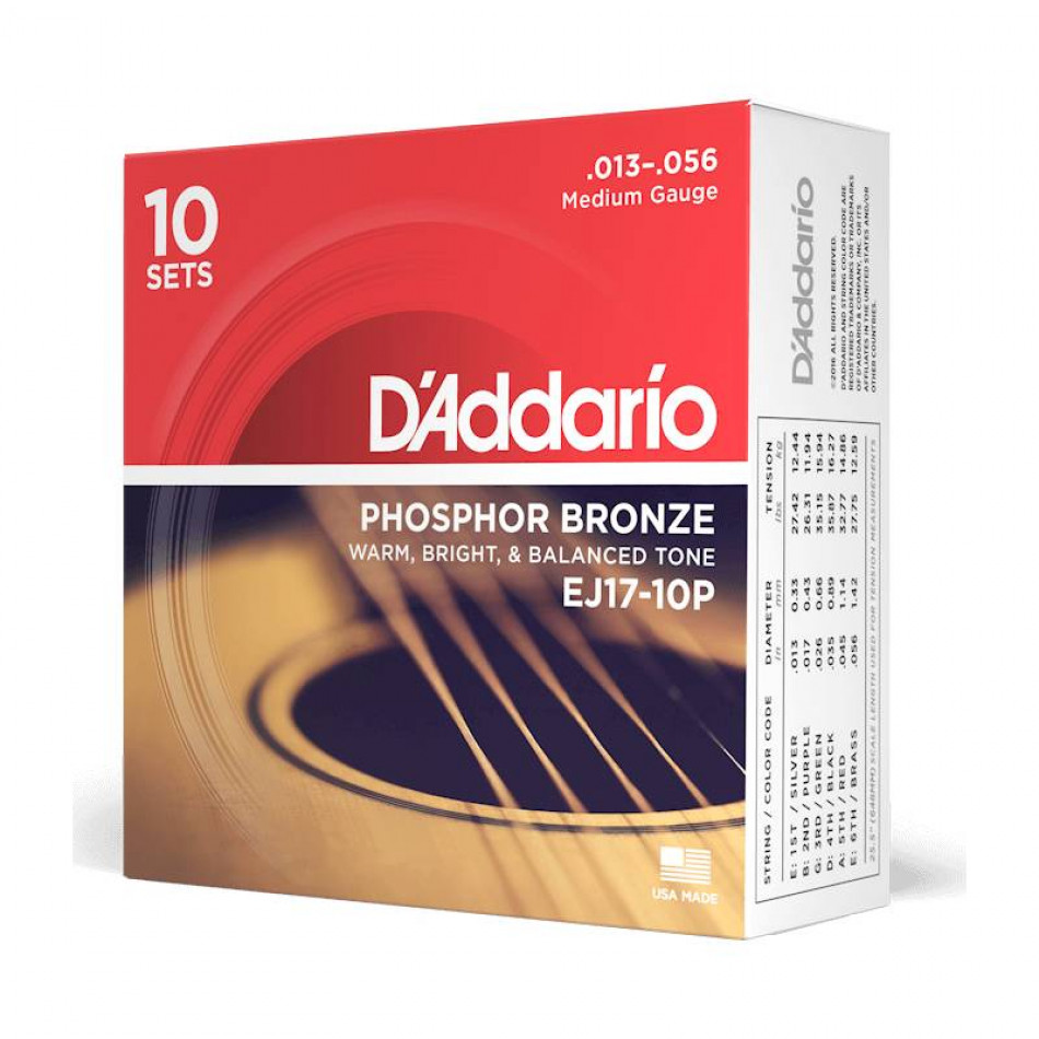 D'ADDARIO EJ17-10P - Струны для акустической гитары