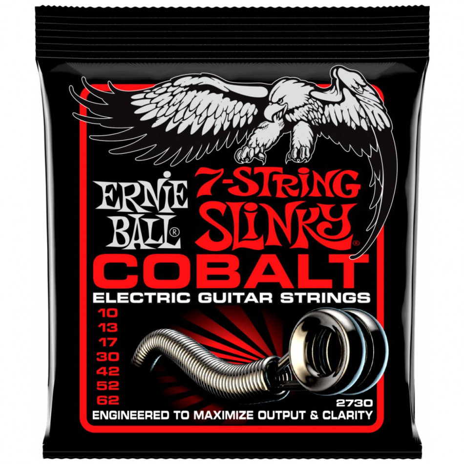 ERNIE BALL 2730 Cobalt Slinky Skinny Top Heavy Bottom 10-62 - Струны для 7 струнной электрогитары